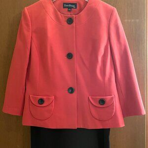 Evan Picone Business Suit with black pencil skirt-pale orange jacket size 8 NWT